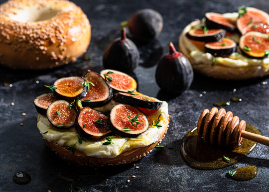 BAGELISTA SESAME BAGEL WITH WHIPPED RICOTTA AND FIGS